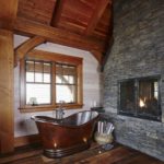 A vintage copper bathtub