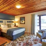 Blue tones and vintage accent pieces in Arowhon Pines suite