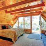Log styling on interior of Severn guest cabin